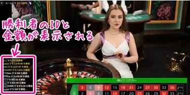 勝利者のIDと金額の表示